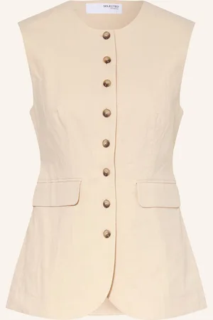 SELECTED Blazerweste Mit Leinen beige