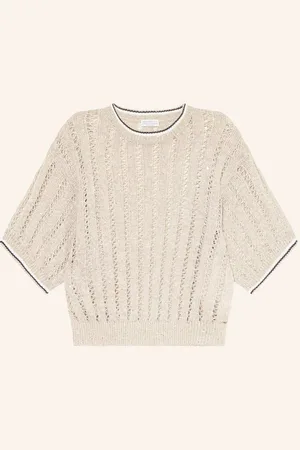 Brunello Cucinelli Strickshirt Aus Leinen Mit Pailletten