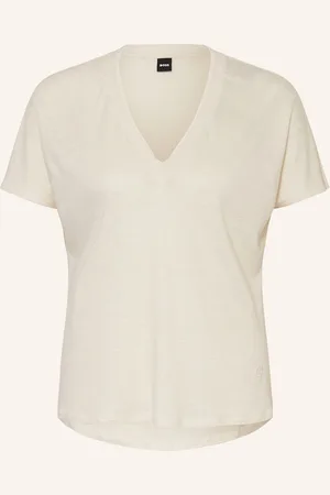HUGO BOSS T-Shirt Eylina Mit Leinen beige