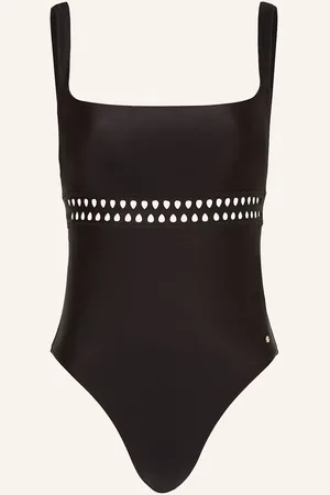 HUGO BOSS Badeanzug Eyelet schwarz