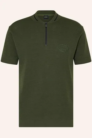 HUGO BOSS Strick-Poloshirt Mesh Heritage schwarz