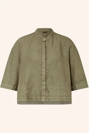 120% Lino Leinenbluse Mit 3/4-Arm gruen