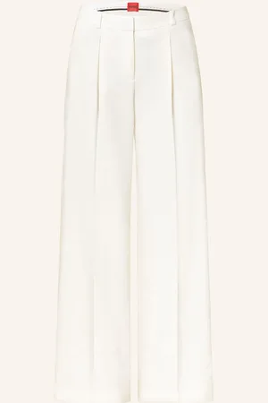 HUGO BOSS Marlenehose Halati Mit Leinen weiss