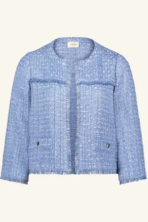Cartoon Bouclé-Jacke Mit Pailletten blau
