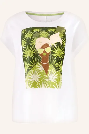 Oui T-Shirt Mit Schmucksteinen weiss