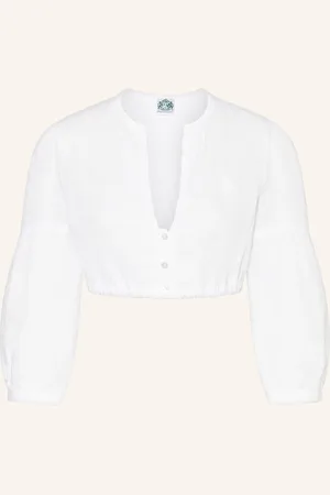 Hammerschmid Dirndlbluse Burgi Im Materialmix Mit 3/4-Arm