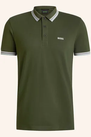 HUGO BOSS Piqué-Poloshirt Paddy Curved Regular Fit gruen