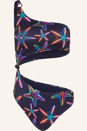 Vilebrequin One-Shoulder-Badeanzug Disco Stars Floe blau