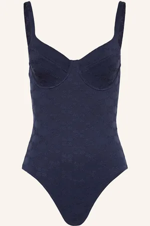Vilebrequin Bügel-Badeanzug Turtle Monogram Jacquard Leonita blau