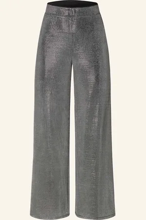 Oui Marlenehose Mit Glitzergarn grau