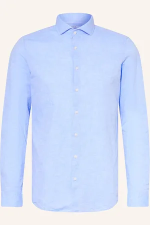 PAUL Hemd Slim Fit Mit Leinen blau