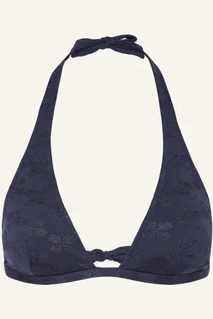 Vilebrequin Neckholder-Bikini-Top Jacquard Turtle Monogram Fleche blau