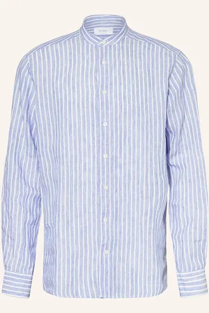 Eton Leinenhemd Regular Fit Mit Stehkragen blau