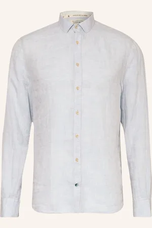 Colours & Sons Leinenhemd Regular Fit blau