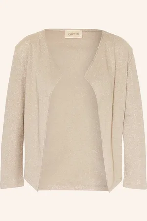 Cartoon Strickhülle Mit 3/4-Arm Und Glitzergarn beige