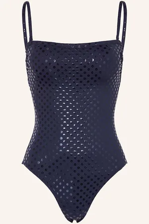 Vilebrequin Bandeau-Badeanzug Relief Sparkling Facette blau
