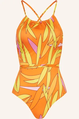Vilebrequin High-Neck-Badeanzug Madrague Hydra orange