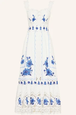 Farm Rio Kleid Mit Leinen weiss