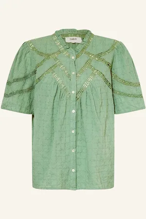 Bash Bluse Baria Mit Lochspitze Und Rüschen gruen