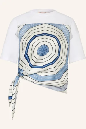 Sandro T-Shirt Im Materialmix blau