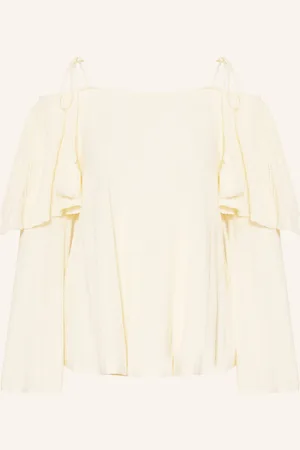 Bash Off-Shoulder-Pullover Vala Mit Rüschen weiss