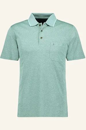 Ragman Jersey-Poloshirt Aus Jacquard gruen