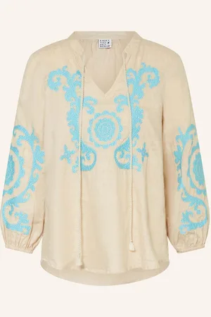 Emily van den Bergh Blusenshirt Aus Leinen Mit 3/4-Arm beige
