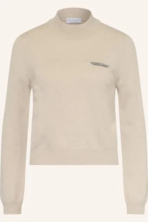 Brunello Cucinelli Cashmere-Pullover Collo Alto beige