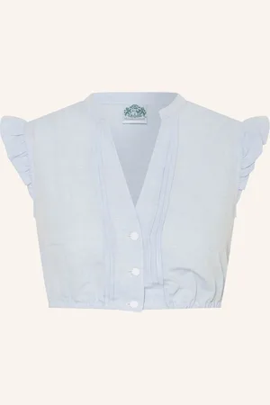 Hammerschmid Dirndlbluse Anni Mit Rüschen blau