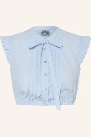 Hammerschmid Dirndlbluse Antonia Mit Schluppe Und Rüschen blau