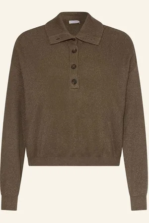 Brunello Cucinelli Pullover Collo Alto Mit Glitzergarn braun