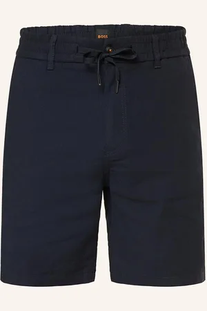HUGO BOSS Shorts Tapered Fit Mit Leinen blau