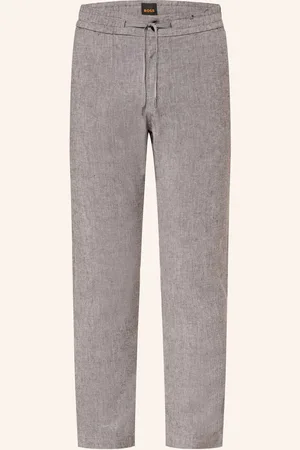 HUGO BOSS Hose Sanderson Straight Fit Mit Leinen braun