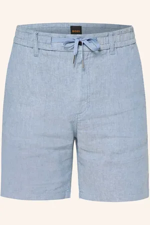 HUGO BOSS Shorts Tapered Fit Mit Leinen blau