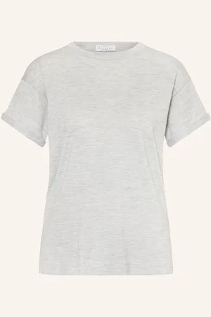 Brunello Cucinelli T-Shirt Mit Cashmere Und Glitzergarn grau