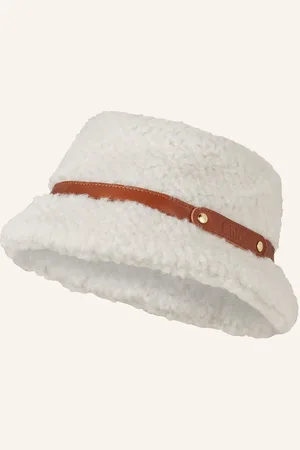 Chloé Bucket-Hat Fischer Aus Teddyfell Mit Nieten weiss