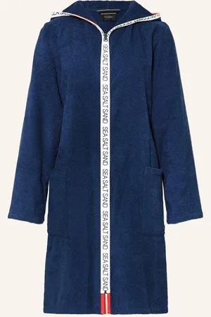 CAWÖ Damen-Bademantel Mit Kapuze blau
