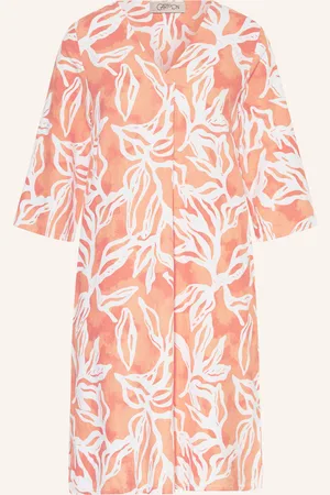 Cartoon Leinenkleid Mit 3/4-Arm orange