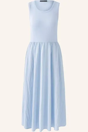Oui Kleid Im Materialmix blau