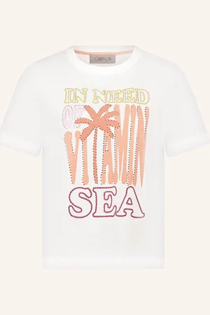 Cartoon T-Shirt Mit Schmucksteinen weiss