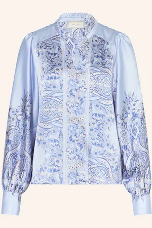 Neo Noir Satinbluse Massima Mit Rüschen blau