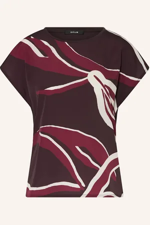 Opus T-Shirt Sopika Im Materialmix braun