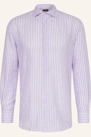 ARTIGIANO Hemd Classic Fit Mit Leinen lila