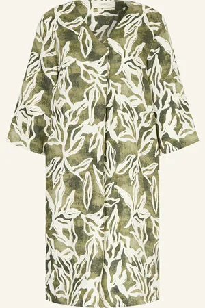 Cartoon Leinenkleid Mit 3/4-Arm gruen