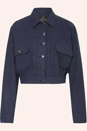 Herrlicher Cropped-Leinenjacke Dotty blau