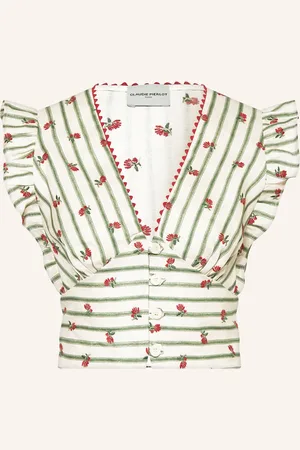 Claudie Pierlot Blusentop Aus Leinen weiss