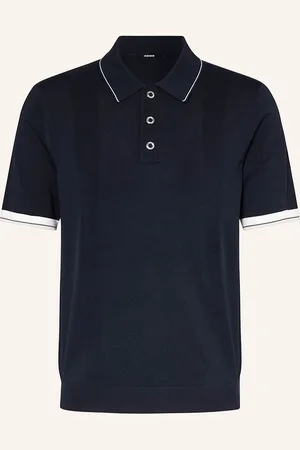 Reiss Strick-Poloshirt Portman blau