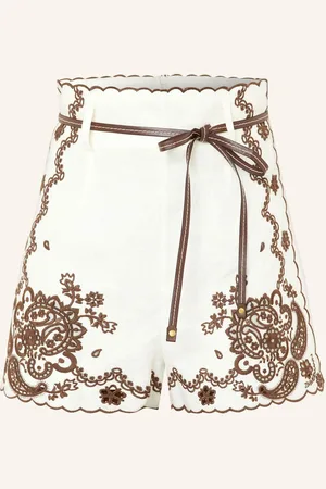 ZIMMERMANN Leinenshorts Ascension Mit Lochspitze weiss
