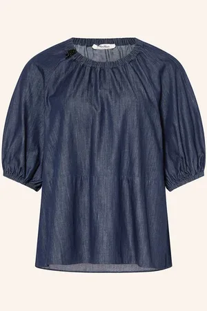 Max Mara Blusenshirt Talia In Jeansoptik Mit 3/4-Arm blau