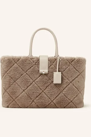 Marc Cain Shopper Mit Kunstfellbesatz beige